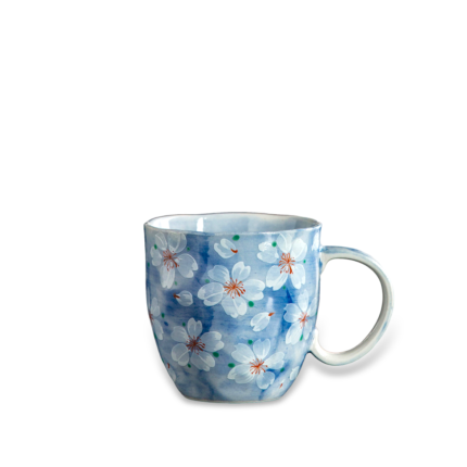 Japanese Floral Porcelain Coffee Mug-Main