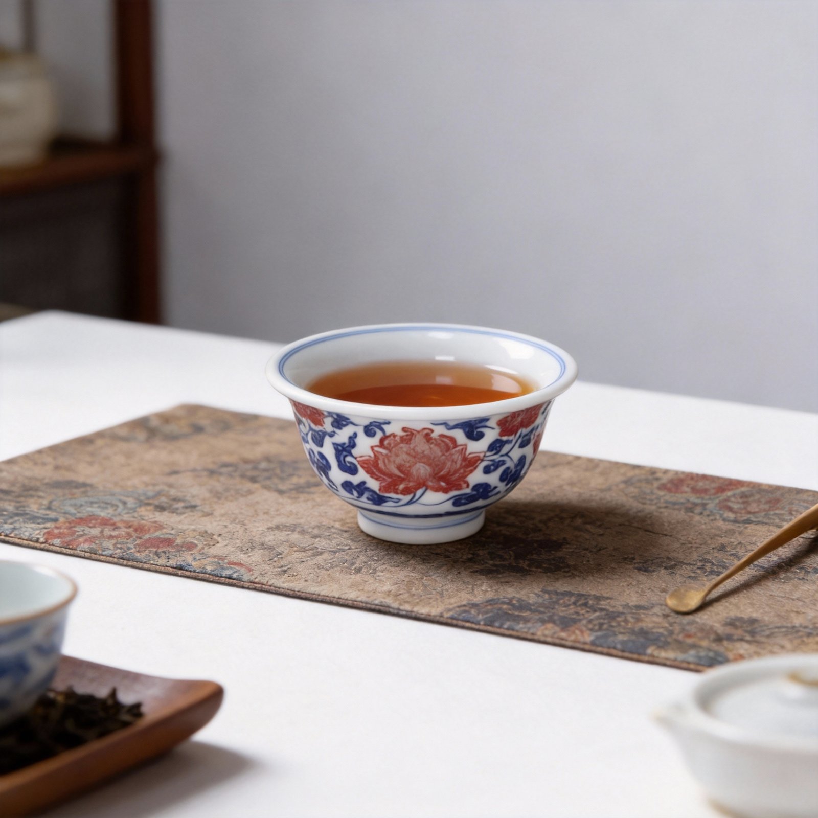 Peony Blue and White Porcelain Tea Cup Set_Ring08