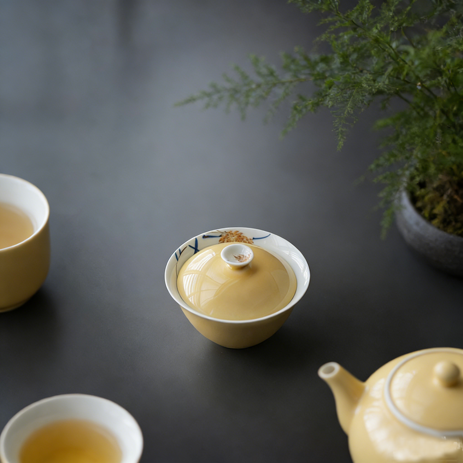 Porcelain Tea Set with Wheat Design4