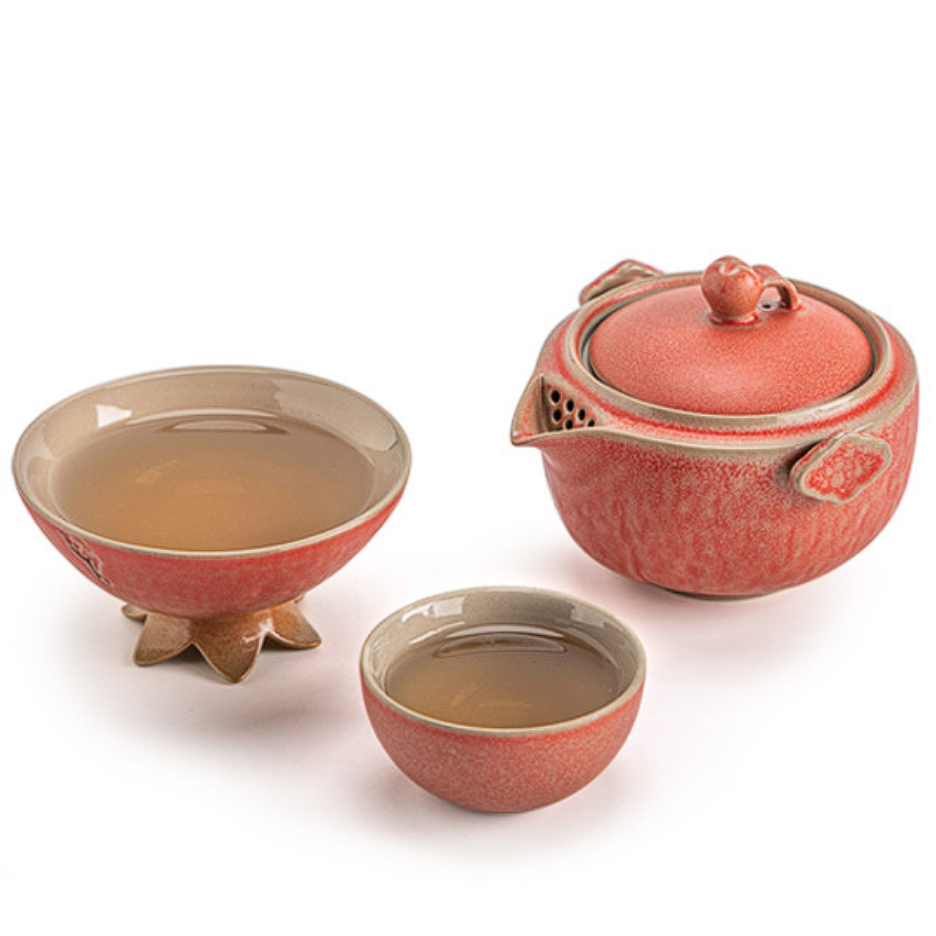 Portable Pomegranate Tea Set