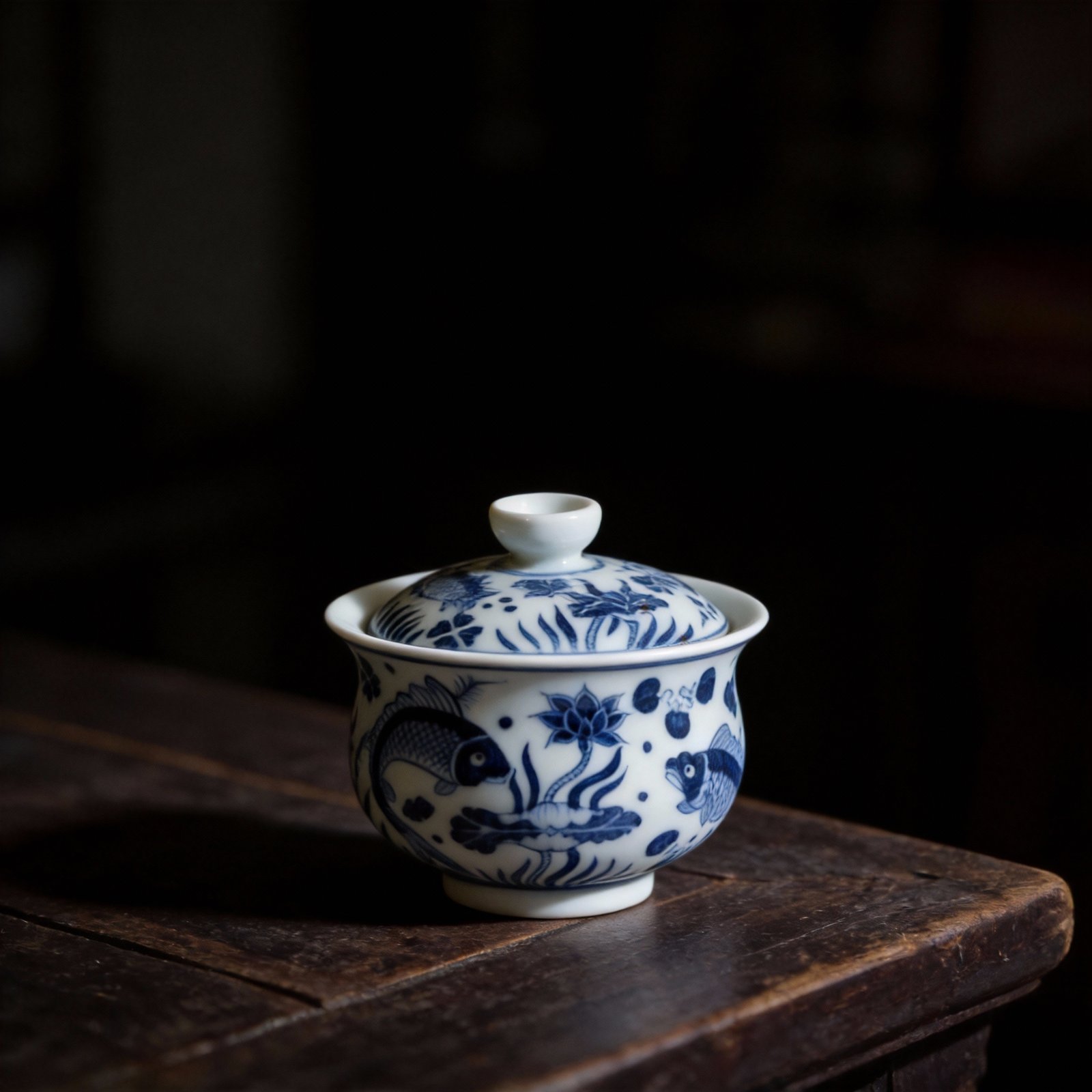 Fish & Algae Blue and White Gaiwan Set_Ring05