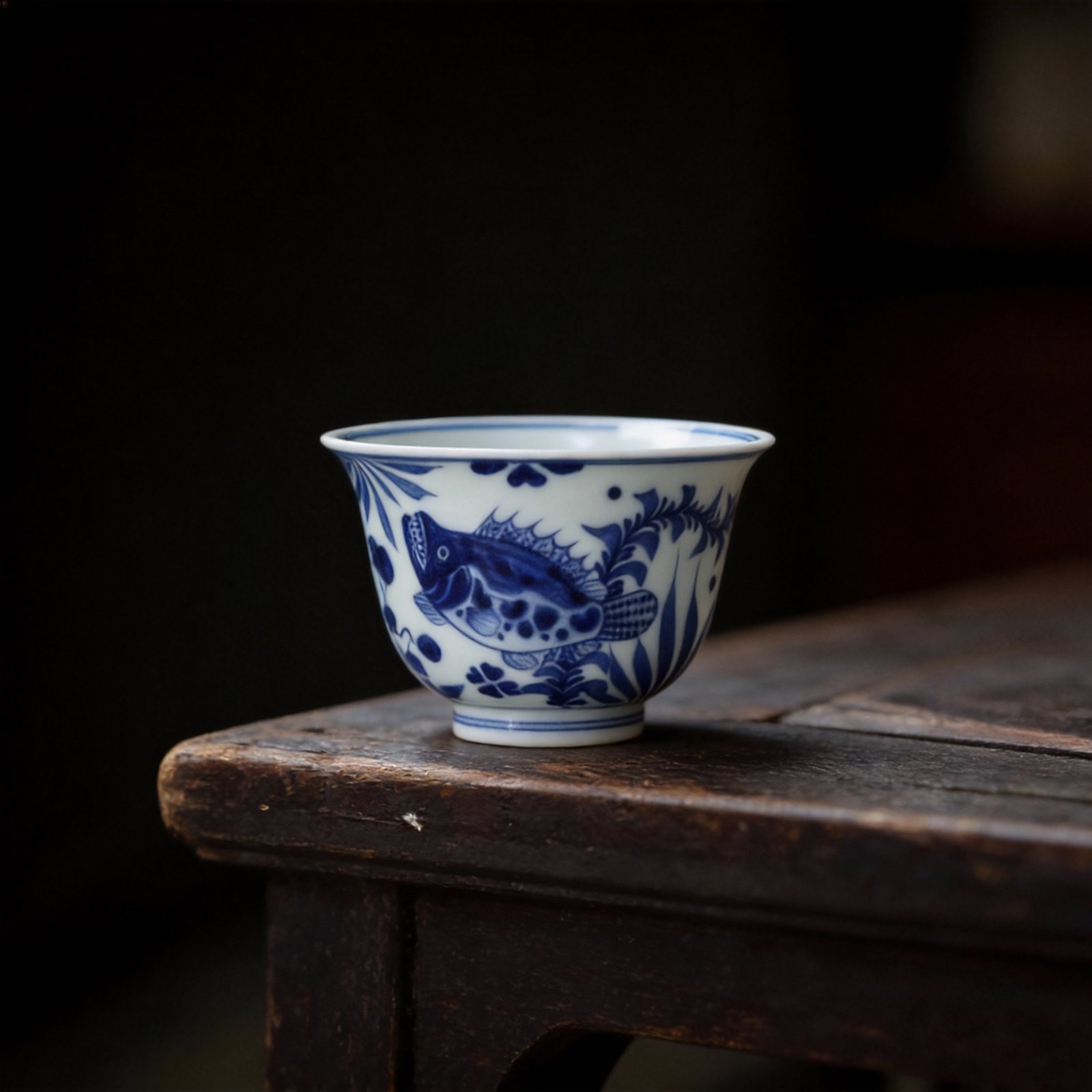 Fish & Plant Blue and White Tea Cup Set_Ring08