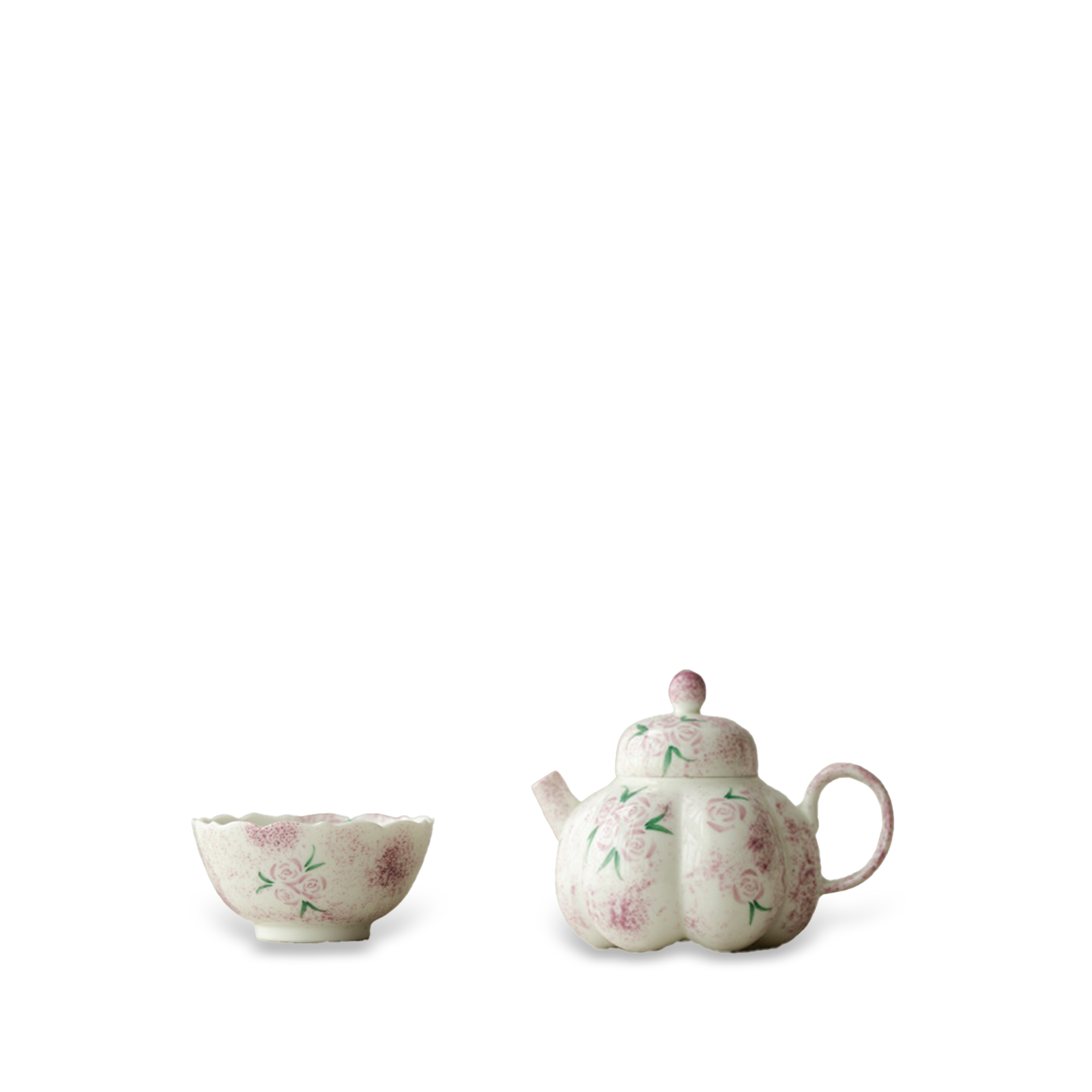 Hand-Painted Ceramic Rose Tea Pot Set2