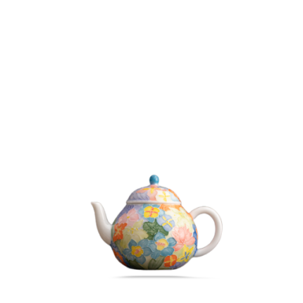 Handcrafted Glazed Floral Pear-Shaped Ceramic Tea Pot_Main