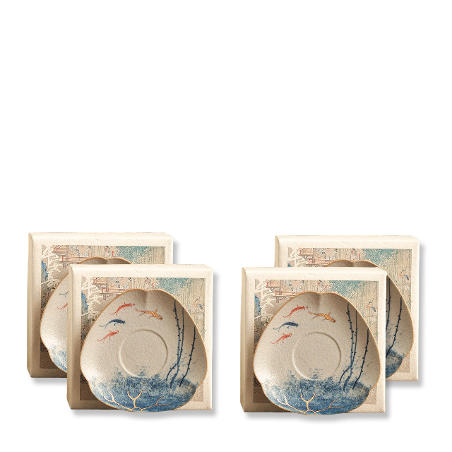 Koi Fish Ceramic Three-Petaled Tea Dish1
