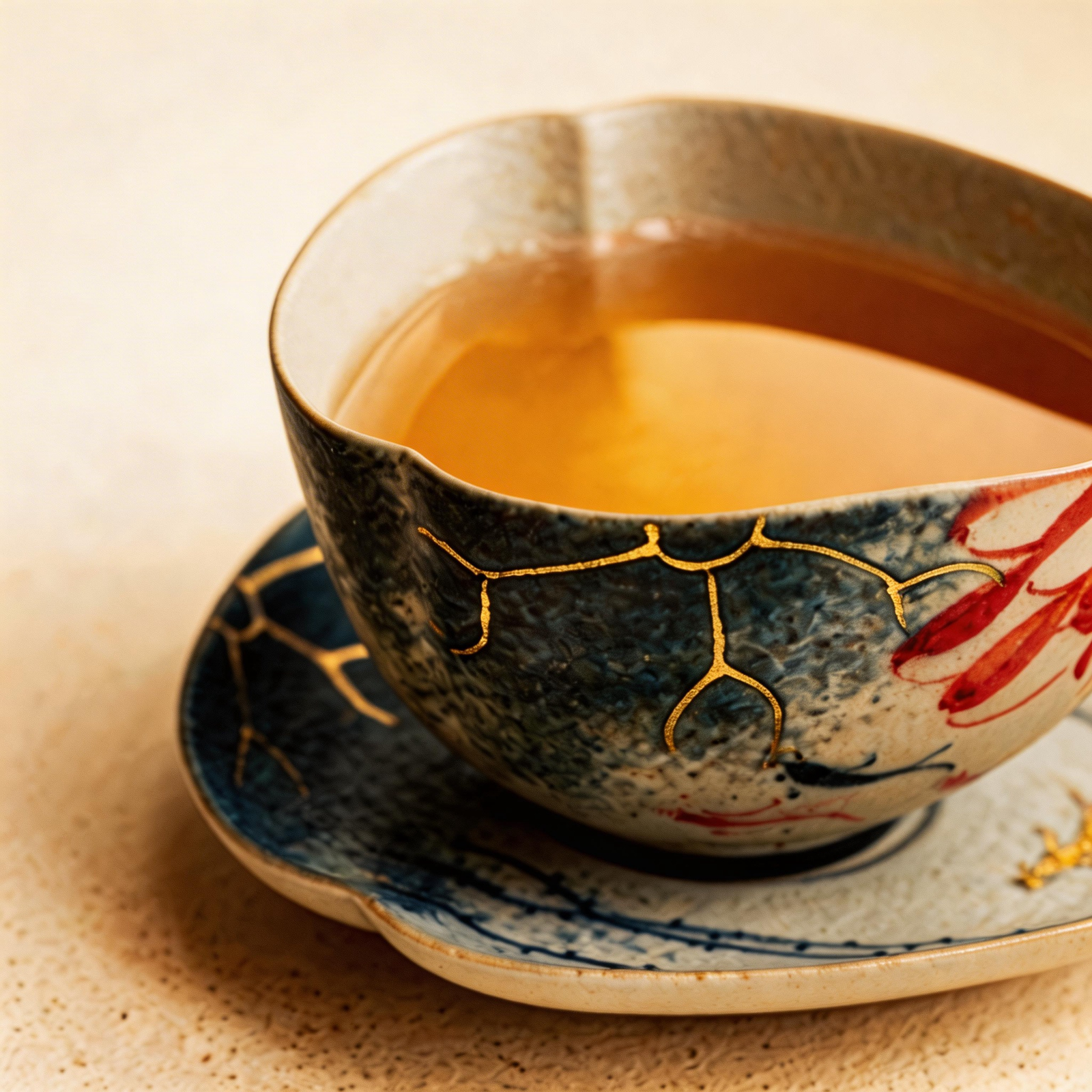 Koi Fish Ceramic Three-Petaled Tea Dish2