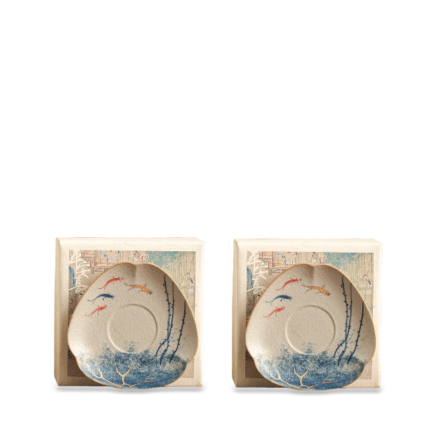 Koi Fish Ceramic Three-Petaled Tea Dish_Main