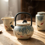 Koi Fish Hand Made Ceramic Gilded Tea Pot Box3