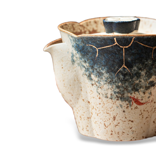 Koi Fish Handcrafted Ceramic Tea Pot Gift Set2