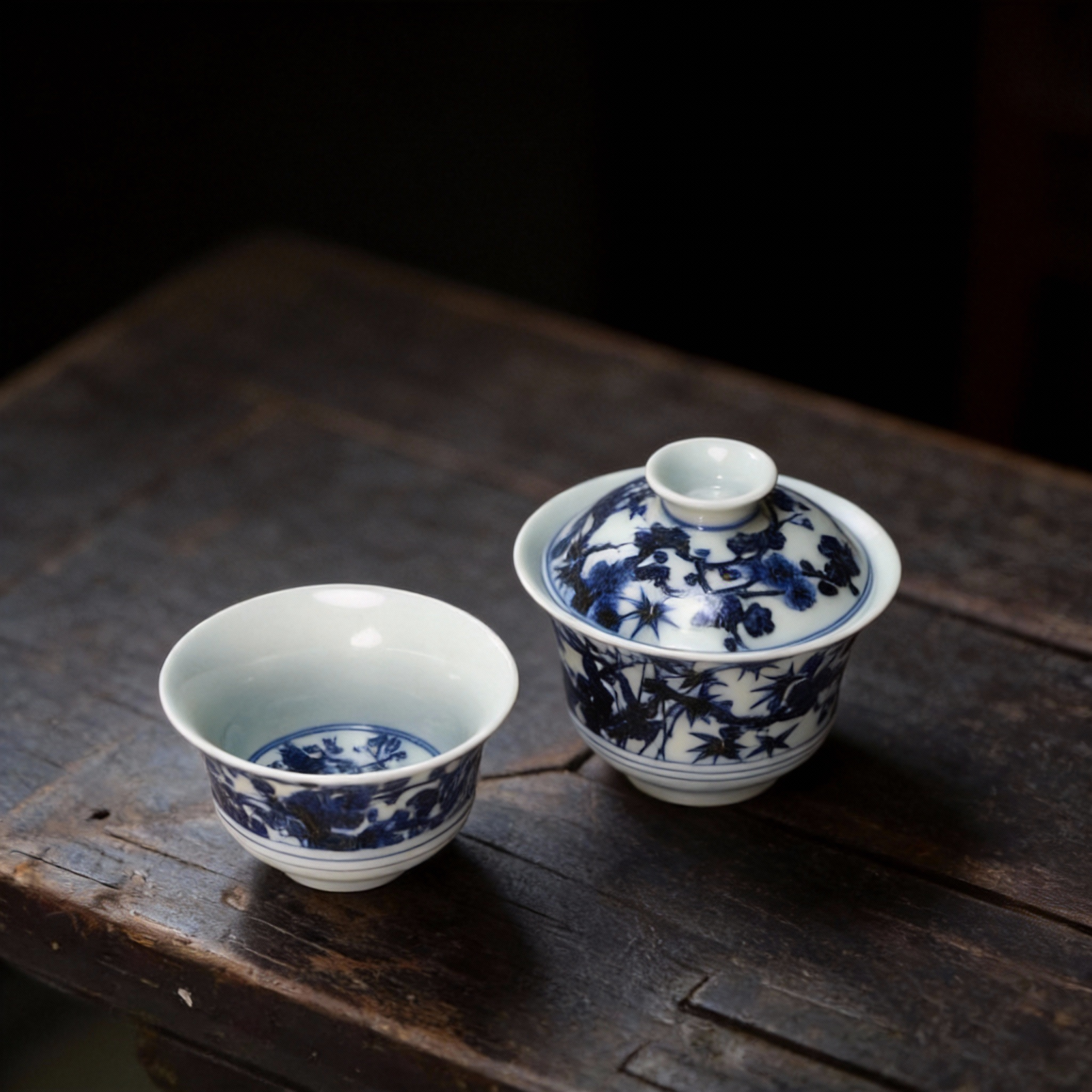 Pine Pattern Blue and White Gaiwan_Ring06