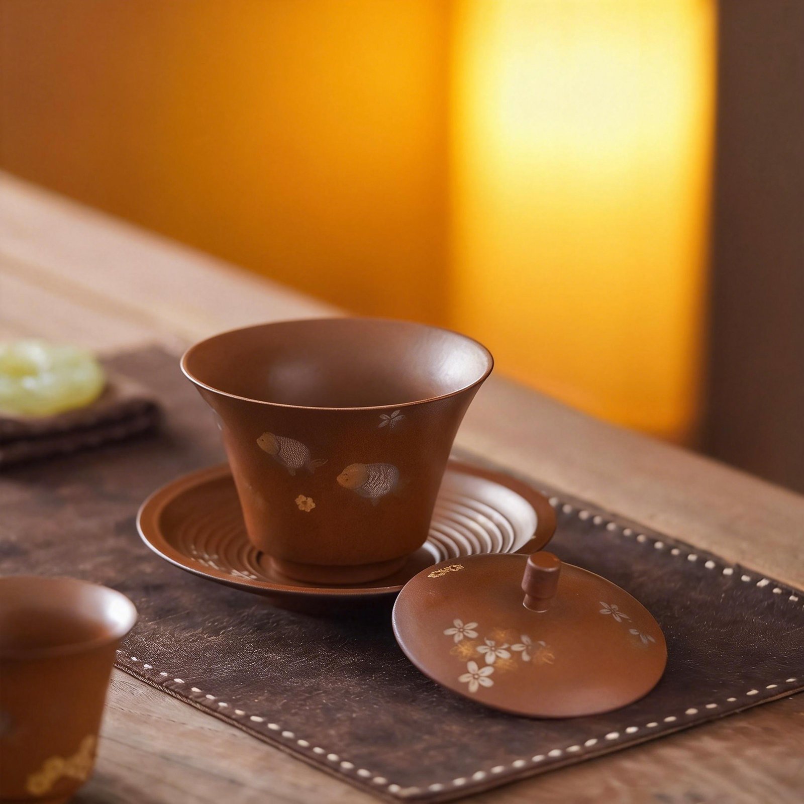 Retro Floral Fish Ceramic Kung Fu Tea Gaiwan2