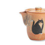 Shino Lucky Cat Ceramic Aubergine Tea Pot2