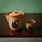 Shino Lucky Cat Ceramic Aubergine Tea Pot3