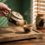 Shino Lucky Cat Mini Flat Tea Pot3