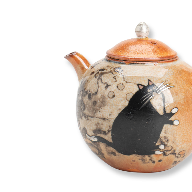 Shino Lucky Cat Pomegranate Kungfu Tea Pot2