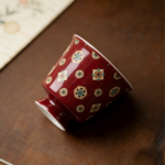 Vintage Red Ceramic Kung Fu Tea Cup 3