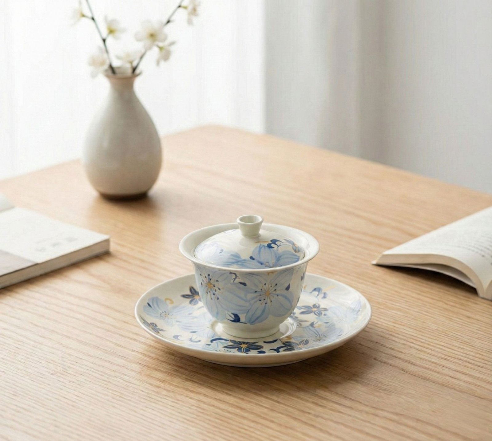 lily flowers gaiwan tea set_Ring03