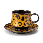 Jizhou Kiln Leopard Mug and Saucer Set