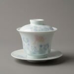 Ceramic Gaiwan Butterfly Floral Relief for Gongfu Tea