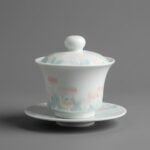 Ceramic Gaiwan Tulip Floral Relief for Gongfu Tea