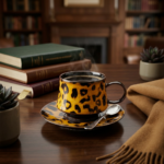 Jizhou Kiln Leopard Mug and Saucer Set