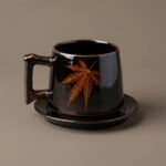 Mug and Saucer Set Jizhou Kiln Leaf Pattern
