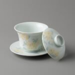 Ceramic Gaiwan Osmanthus Floral Relief for Gongfu Tea
