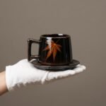 Mug and Saucer Set Jizhou Kiln Leaf Pattern