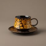 Mug and Saucer Set Jizhou Kiln Gold Flower