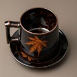 Mug and Saucer Set Jizhou Kiln Leaf Pattern