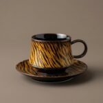 Mug and Saucer Set Jizhou Kiln Tiger Pattern