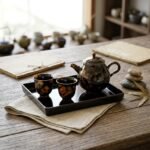 Ceramic Tea Set Amber Speckled Jizhou Kiln for Tea Serving