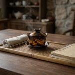 Ceramic Gaiwan Amber Mottled Jizhou Kiln for Gongfu Tea