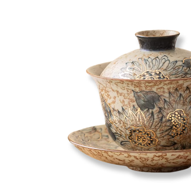 Handmade Blue-Gilded Sancai Gaiwan Gift Set2