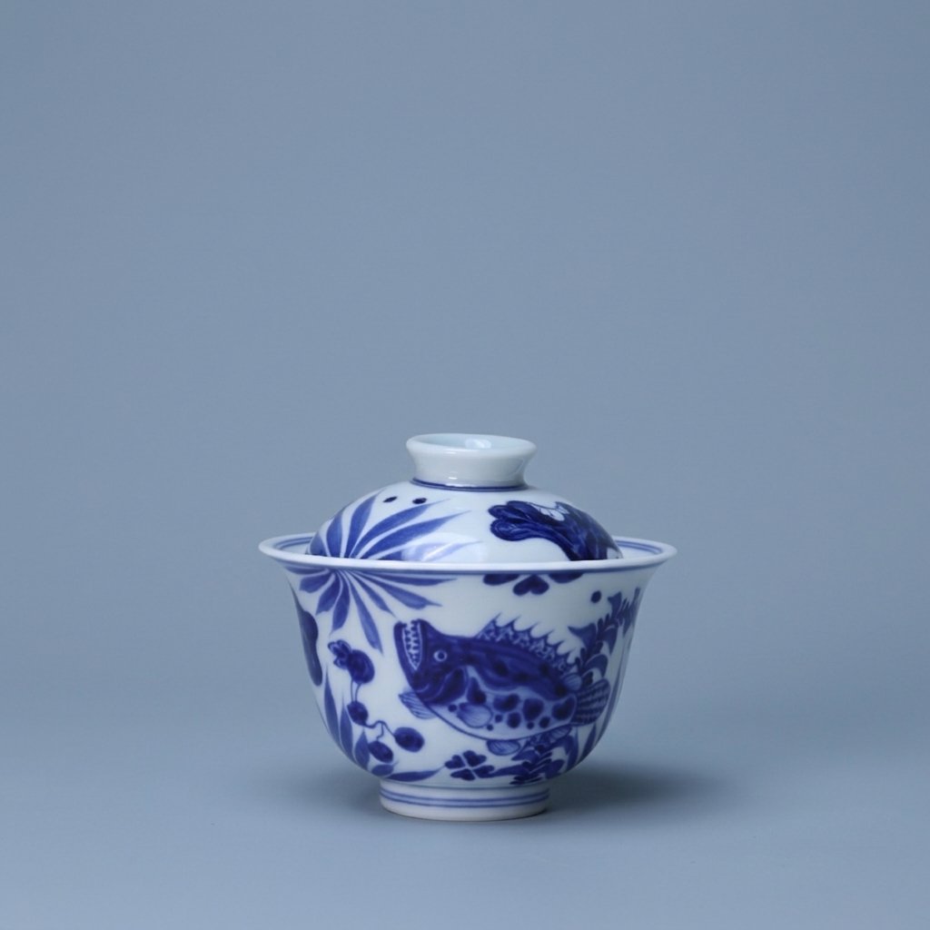 Fish & Algae Blue and White Gaiwan Set