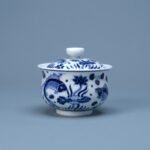 Gaiwan Fish and Aquatic Blue and White Porcelain for Gongfu Tea