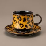 Jizhou Kiln Leopard Mug and Saucer Set