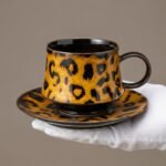 Jizhou Kiln Leopard Mug and Saucer Set