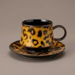 Jizhou Kiln Leopard Mug and Saucer Set