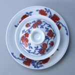Gaiwan Pomegranate Blossom Blue and White Porcelain for Gongfu Tea