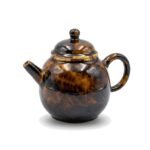 Ceramic Teapot Round Amber Mottled Jizhou Kiln for Gongfu Tea