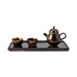 Ceramic Tea Set Amber Mottled Jizhou Kiln for Tea Serving