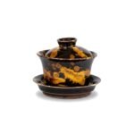 Ceramic Gaiwan Amber Mottled Jizhou Kiln for Gongfu Tea