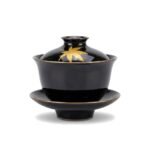 Ceramic Gaiwan Maple Motif Jizhou Kiln for Gongfu Tea