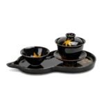 Ceramic Tea Set Maple Motif Jizhou Kiln for Gongfu Tea