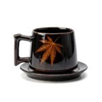 Mug and Saucer Set Maple Leaf Jizhou Kiln for Tea and Coffee