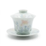 Ceramic Gaiwan Butterfly Floral Relief for Gongfu Tea