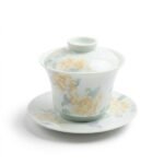 Ceramic Gaiwan Osmanthus Floral Relief for Gongfu Tea