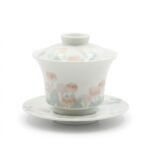 Ceramic Gaiwan Tulip Floral Relief for Gongfu Tea