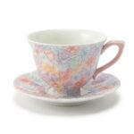 Ceramic Tea Cup and Saucer Set Floral Relief for Tea and Coffee